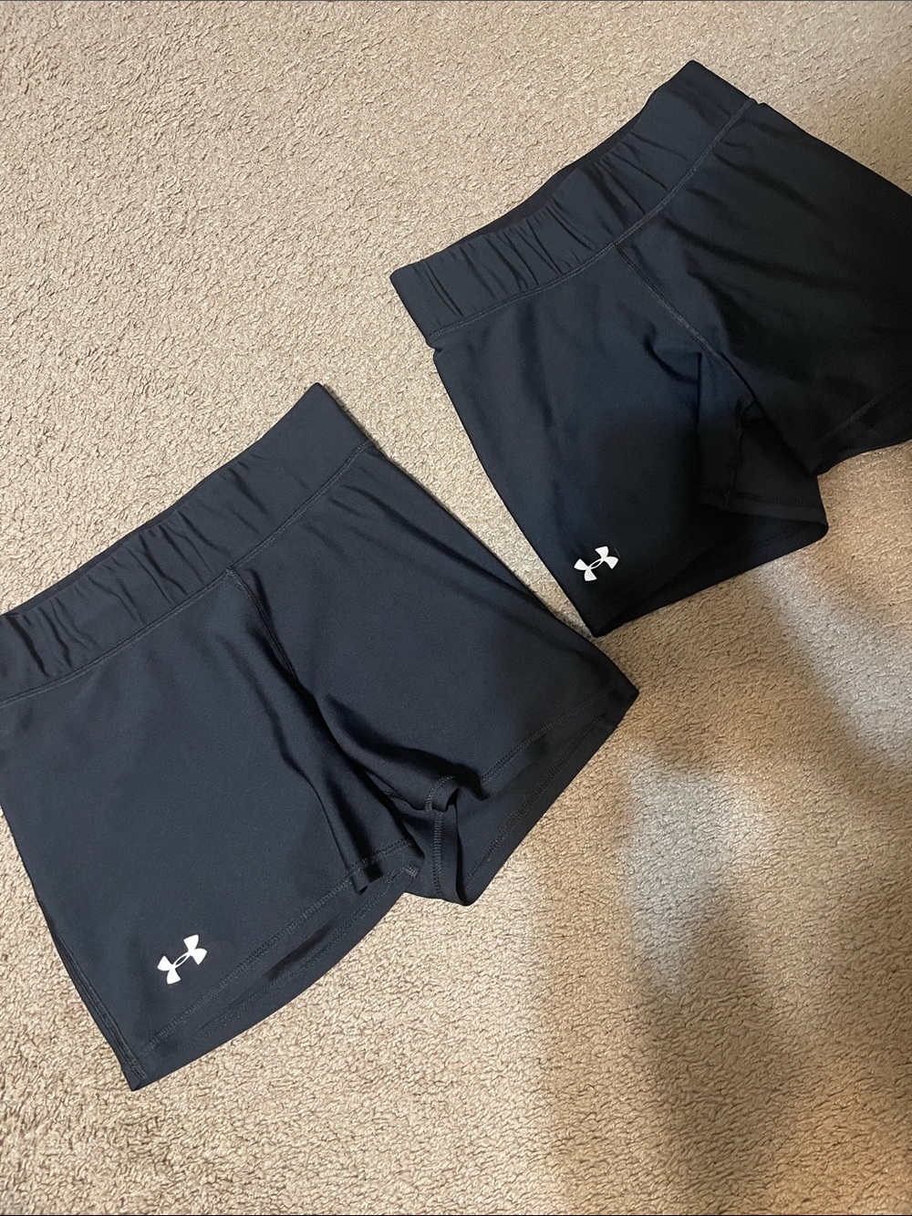 Under Armour Black Women's Athletic Shorts with White Logo for two